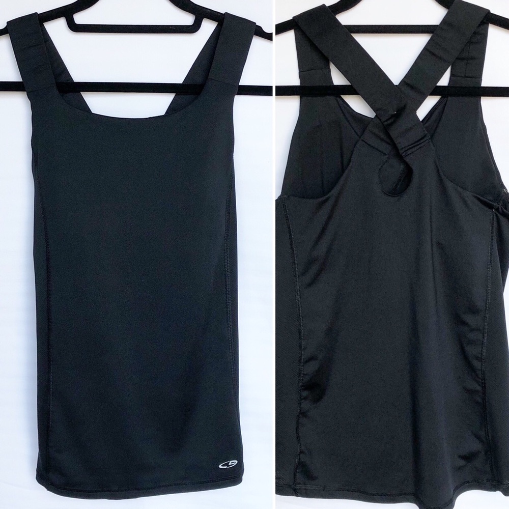 CHAMPION Racerback Workout Sports Tank Top Bra Black Size Small